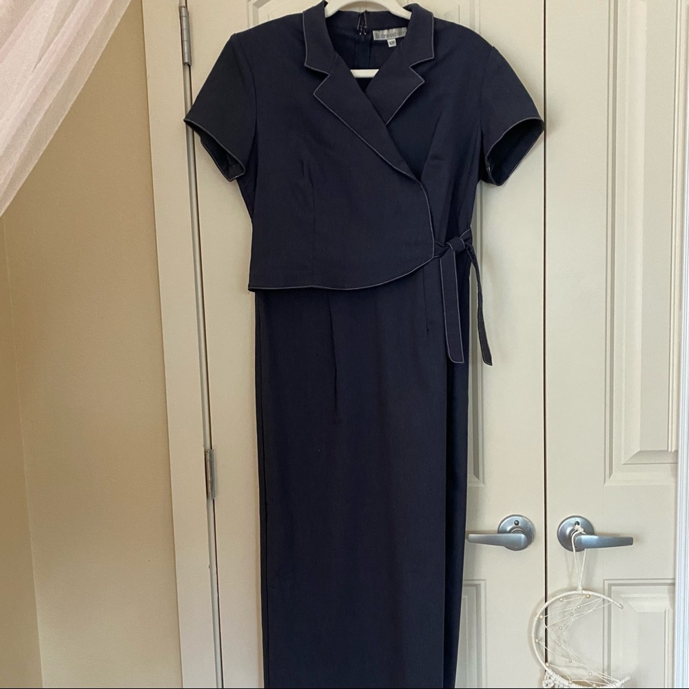 Vintage Dressbarn Stewardess Style Dress with Tie